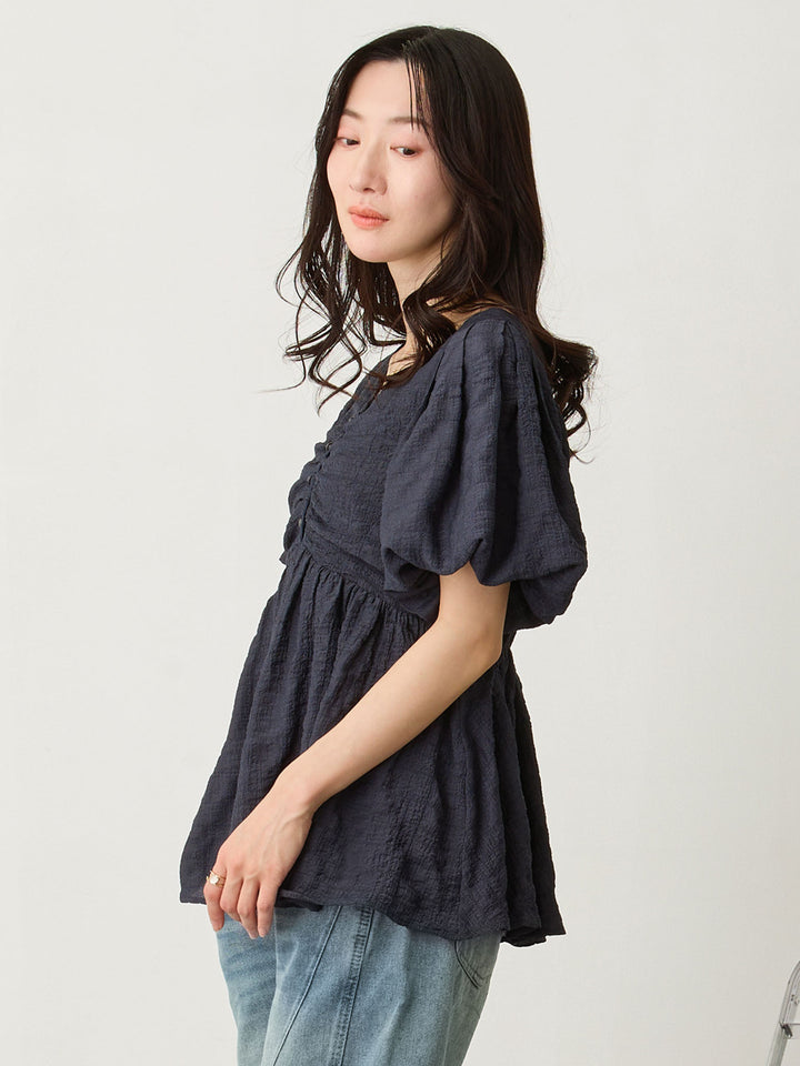 ぽこぽこジャガードトップス Navy