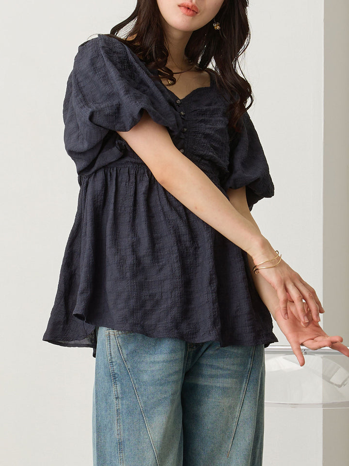 ぽこぽこジャガードトップス Navy