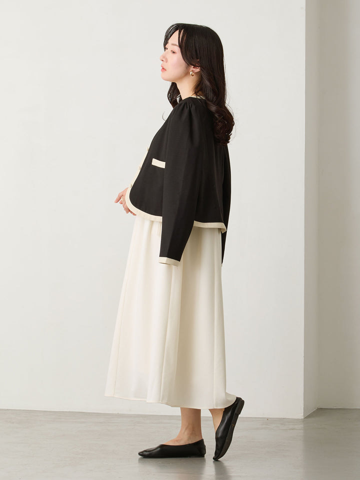 セレモニー対応・配色ジャケット Black