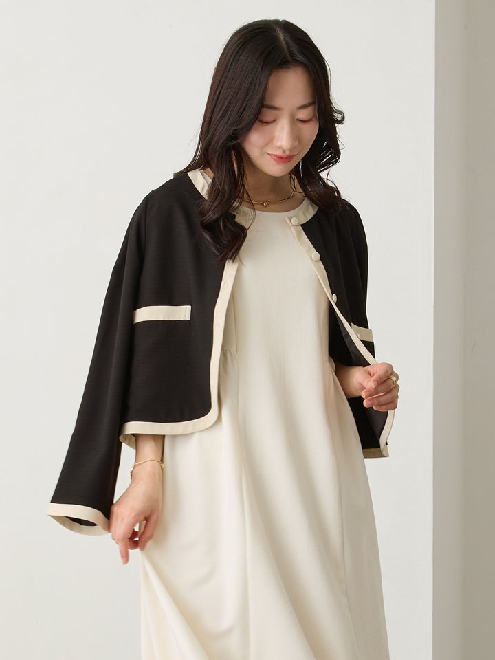 セレモニー対応・配色ジャケット Black