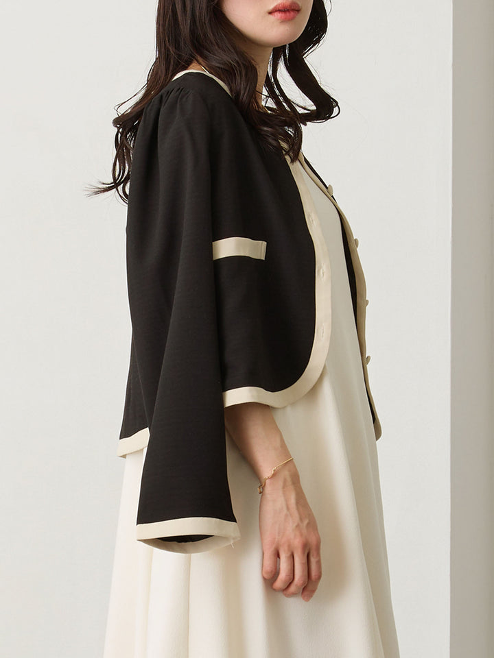 セレモニー対応・配色ジャケット Black