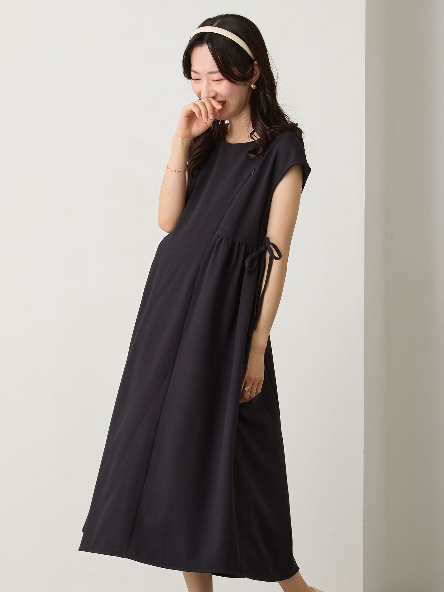 サイドリボンフレンチワンピース Navy