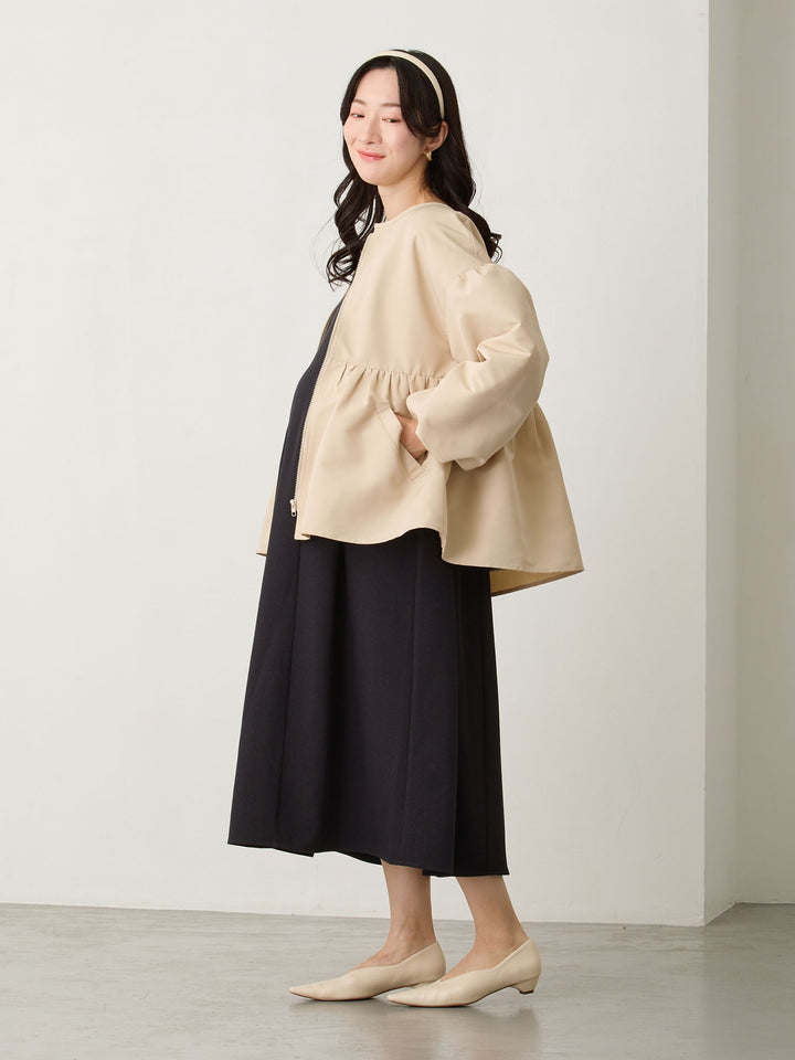 フード付きペプラムライトアウター Beige