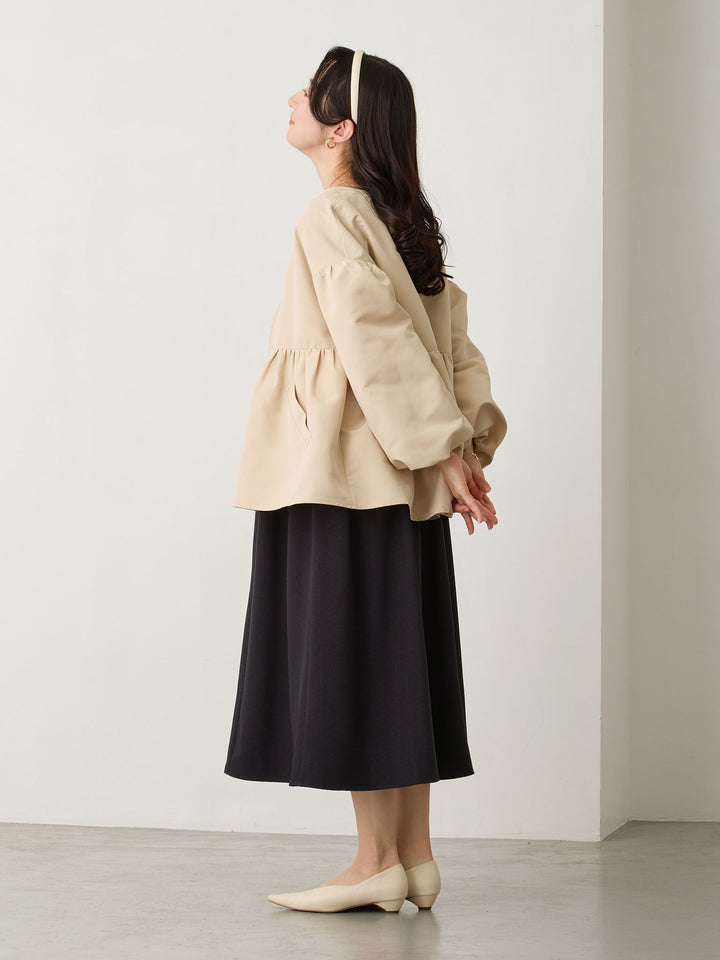 フード付きペプラムライトアウター Beige