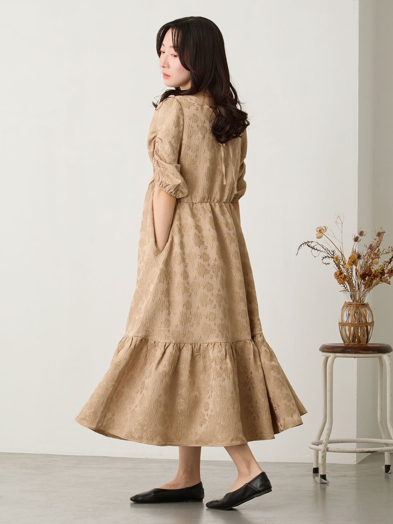 パフスリーブジャガードワンピース Beige – honono for mom&baby