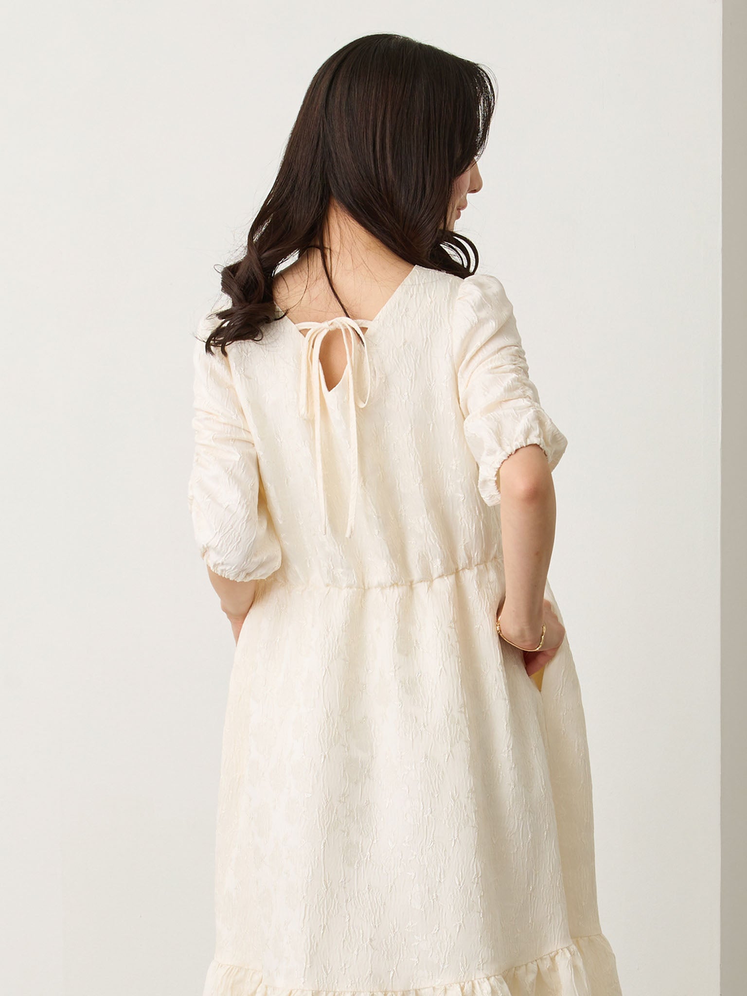 パフスリーブジャガードワンピース Ivory – honono for mom&baby
