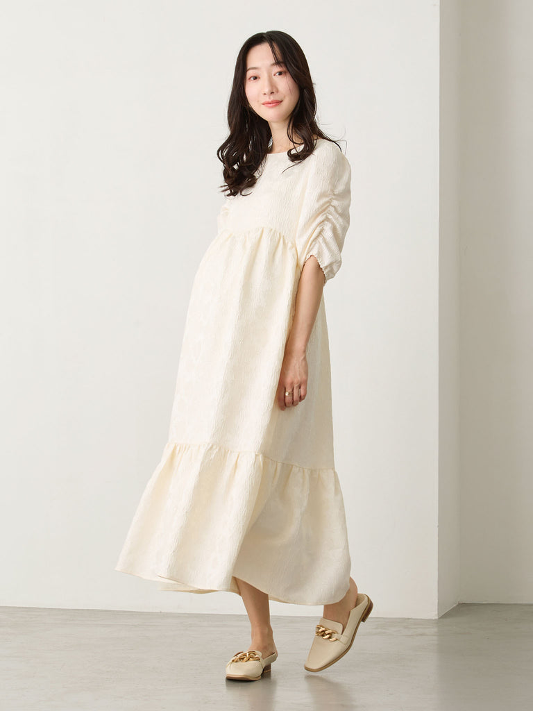パフスリーブジャガードワンピース Ivory – honono for mom&baby
