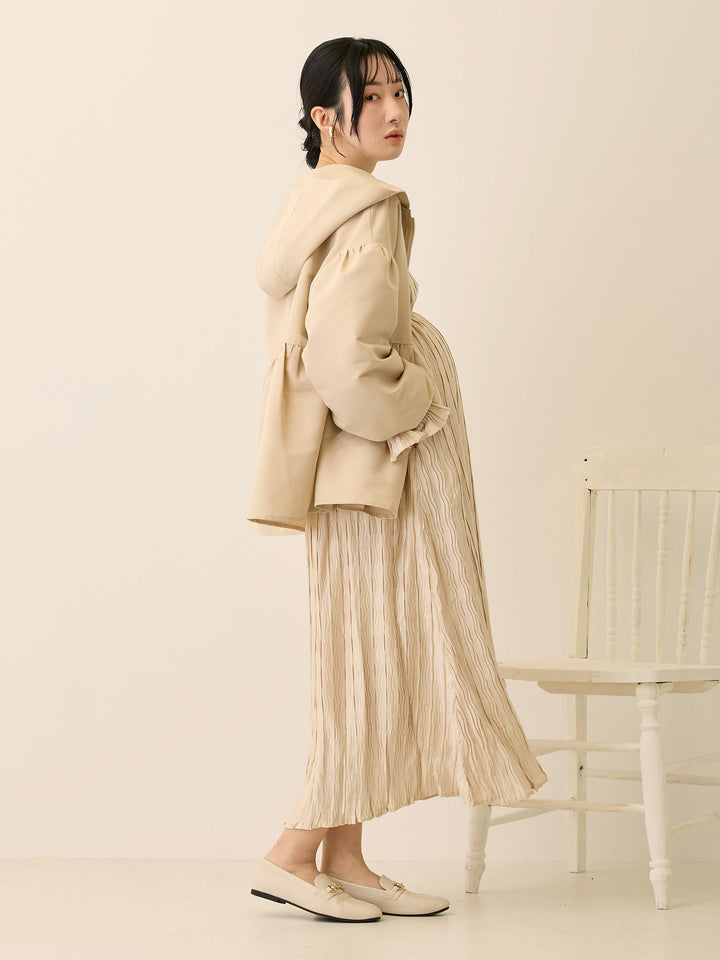 フード付きペプラムライトアウター Beige