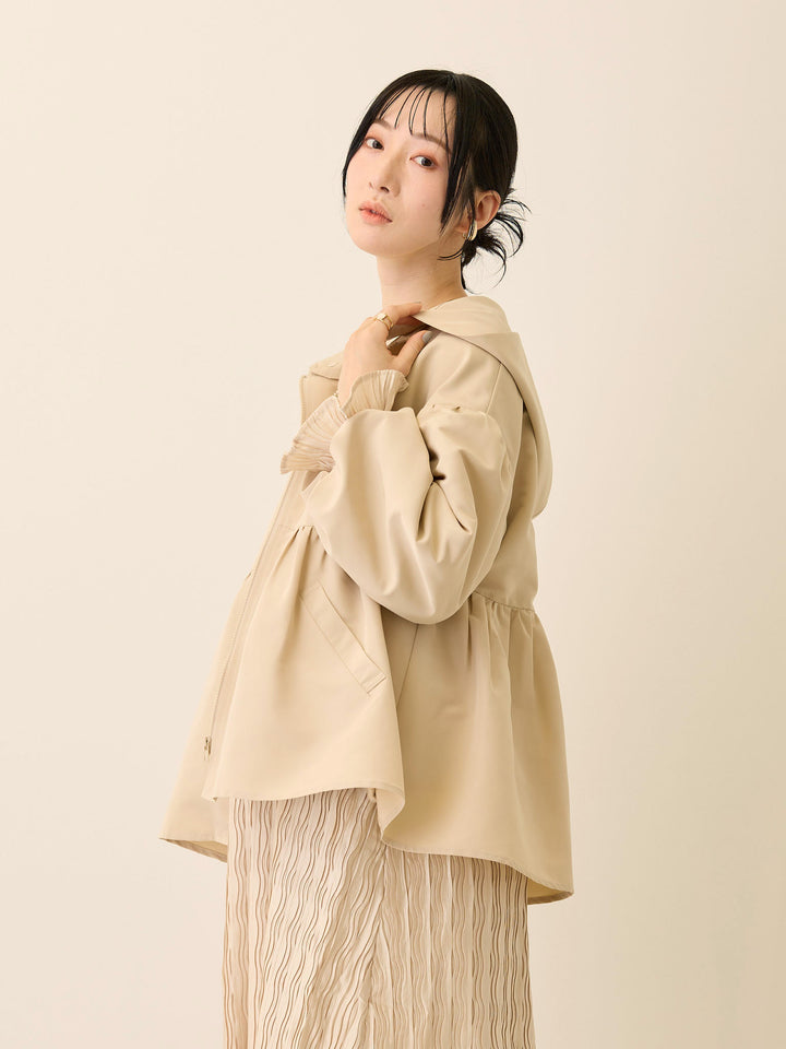 フード付きペプラムライトアウター Beige