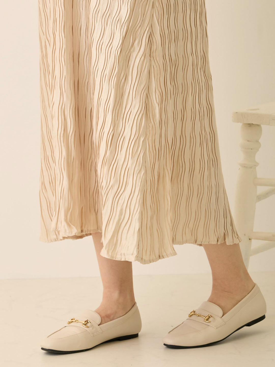 ハートネックプリーツワンピース Beige