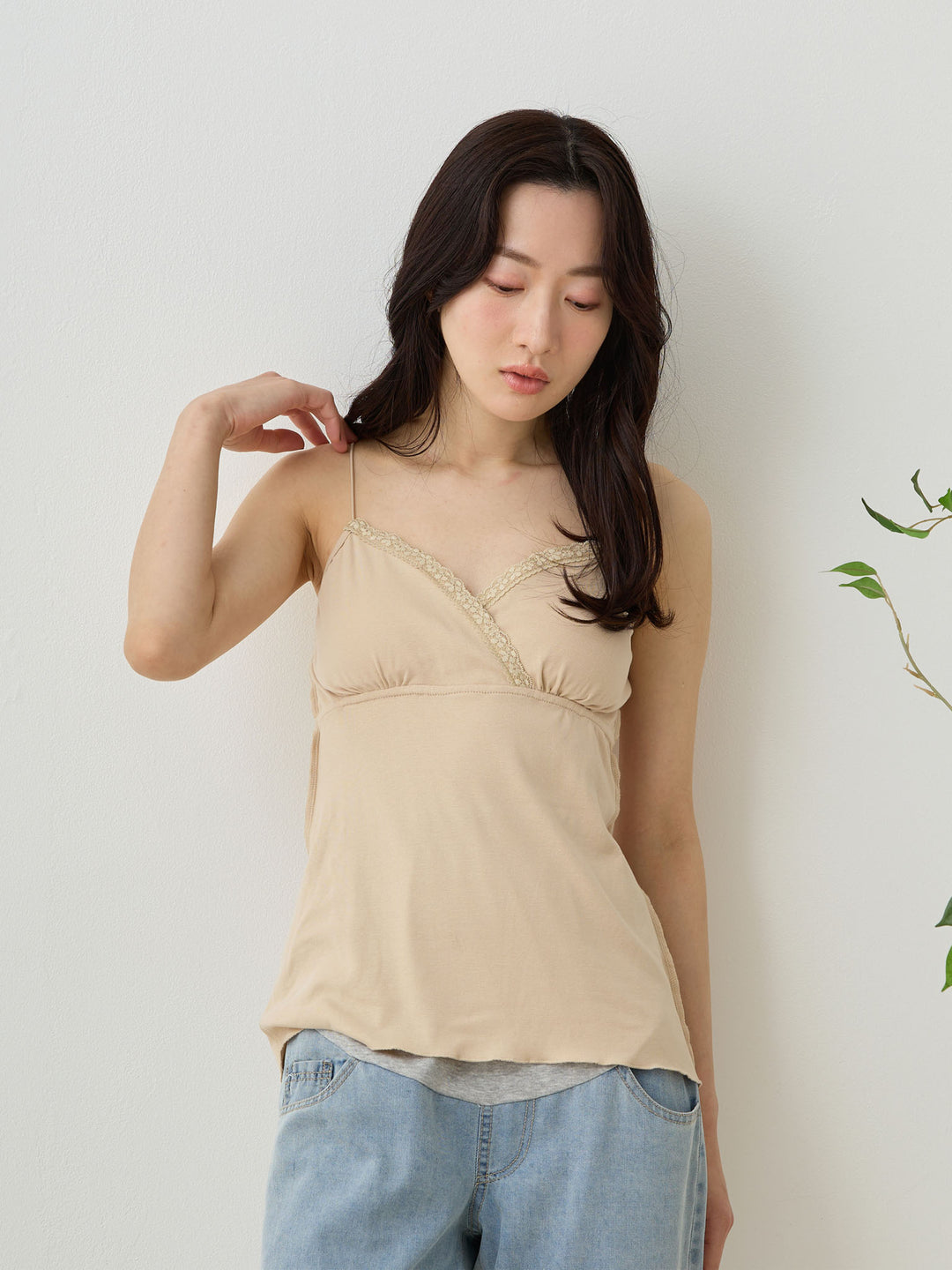 Circular Elastic Lace Cache-Coeur Cami Beige
