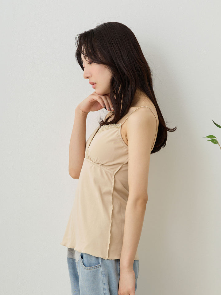 Circular Elastic Lace Cache-Coeur Cami Beige
