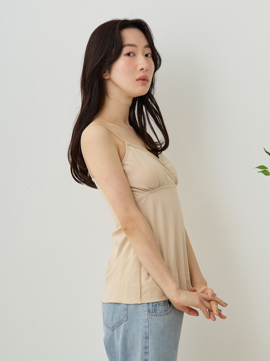 Circular Elastic Lace Cache-Coeur Cami Beige