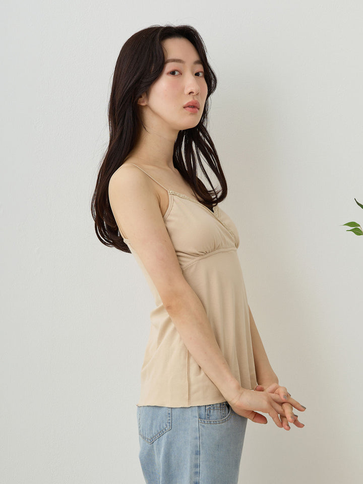 Circular Elastic Lace Cache-Coeur Cami Beige