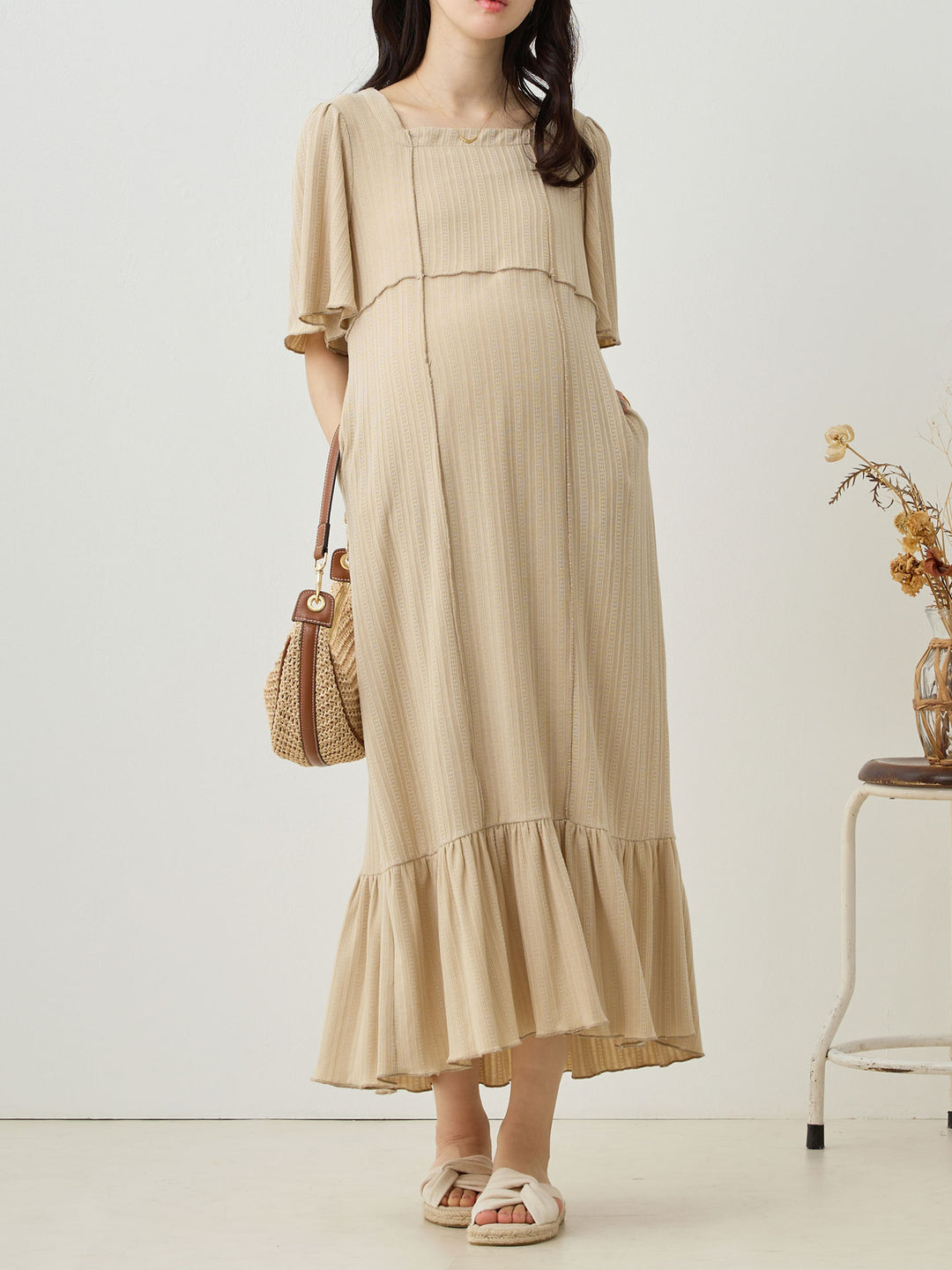 メローデザインワンピース Beige