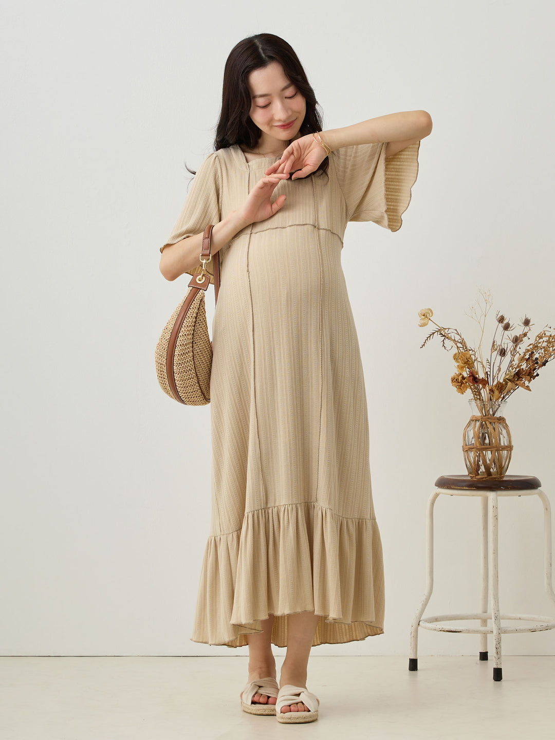 メローデザインワンピース Beige