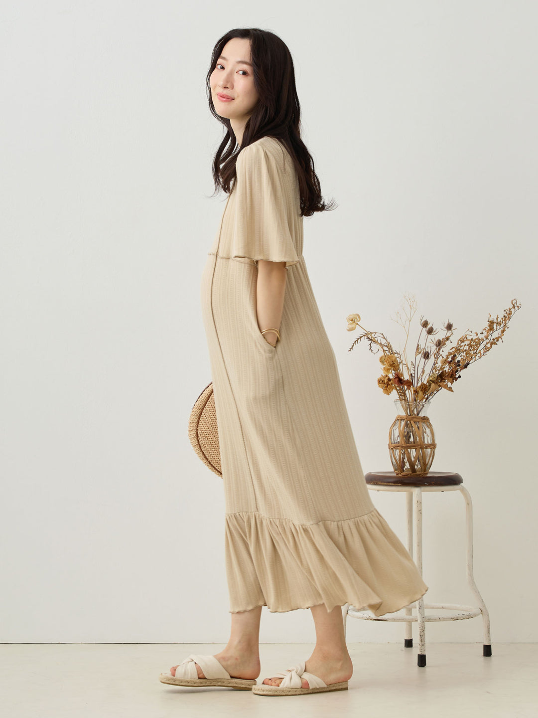 メローデザインワンピース Beige