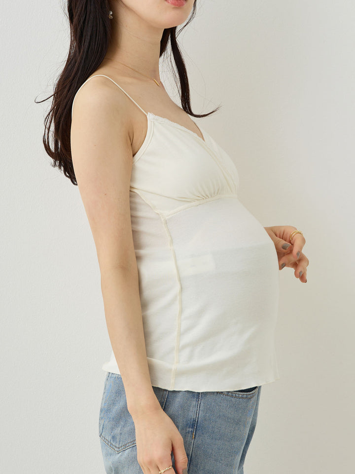 Gathered Lace Cache-Coeur Camisole White