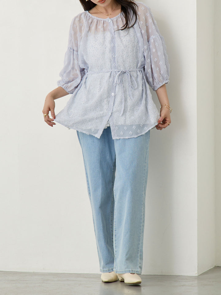 Light blue thin denim long pants