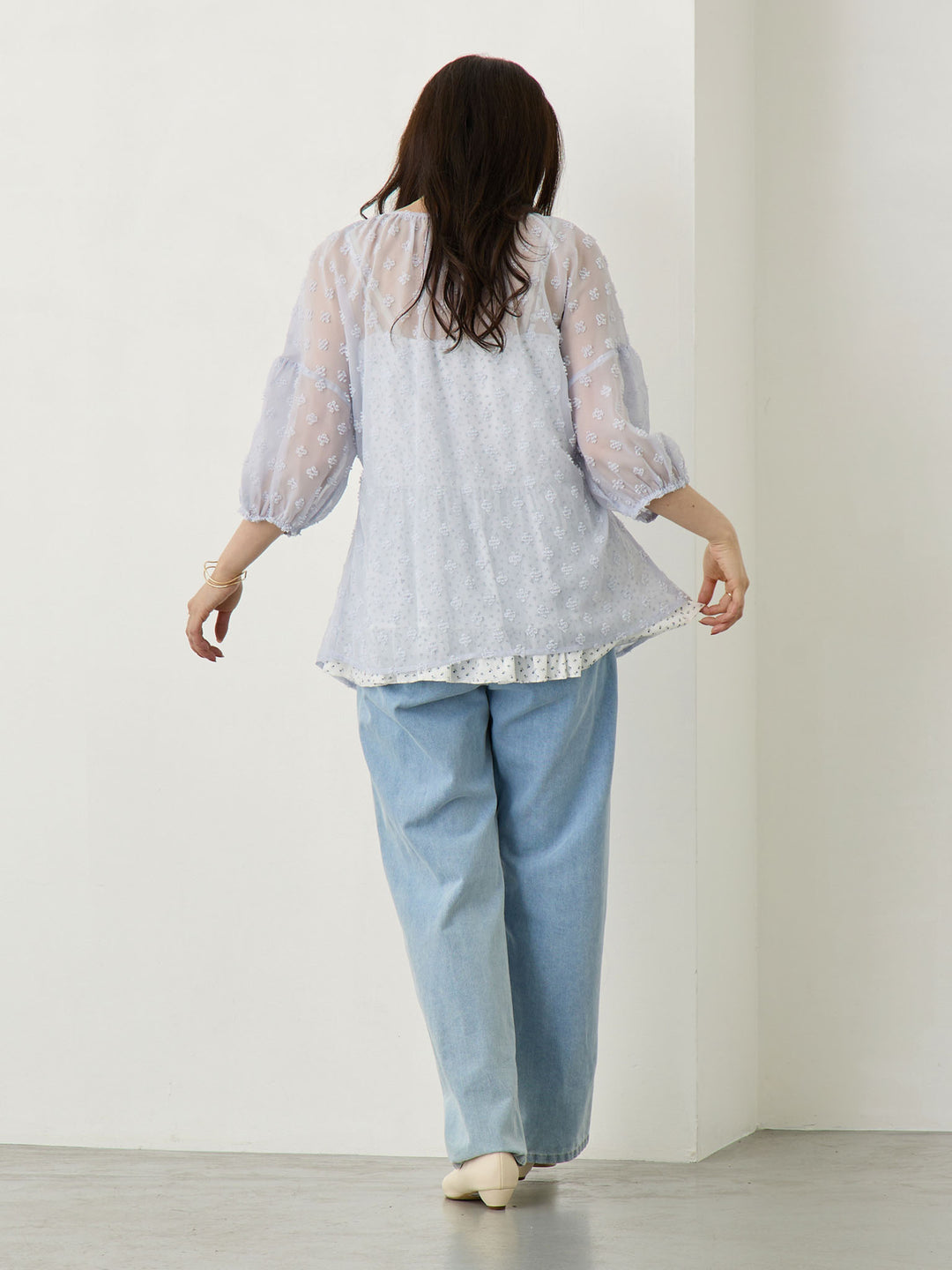 Light blue thin denim long pants