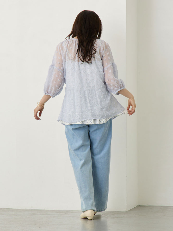 Light blue thin denim long pants