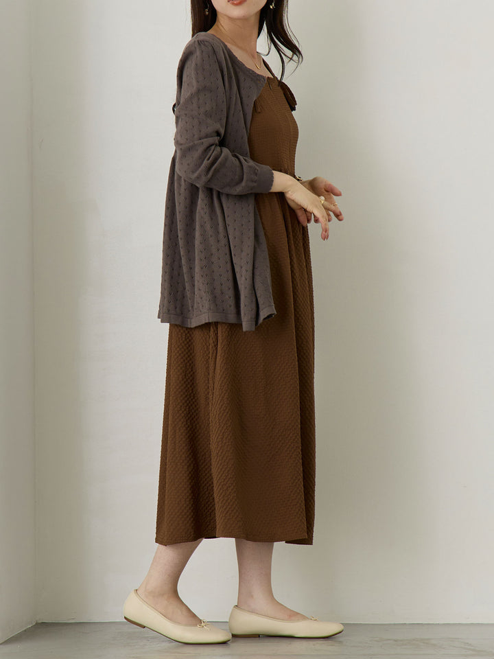 リボン付きジャンパースカート Brown