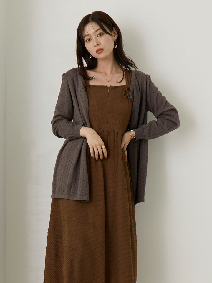 リボン付きジャンパースカート Brown