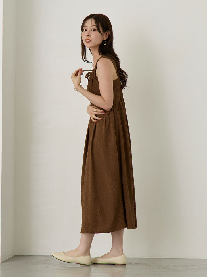 リボン付きジャンパースカート Brown