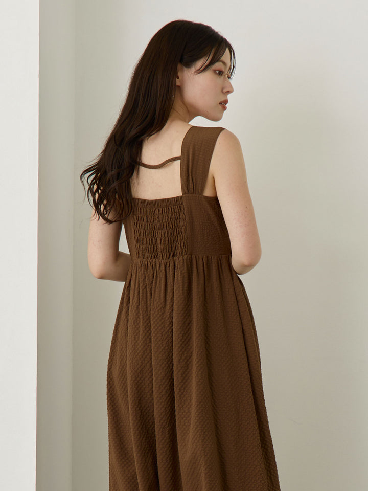 リボン付きジャンパースカート Brown