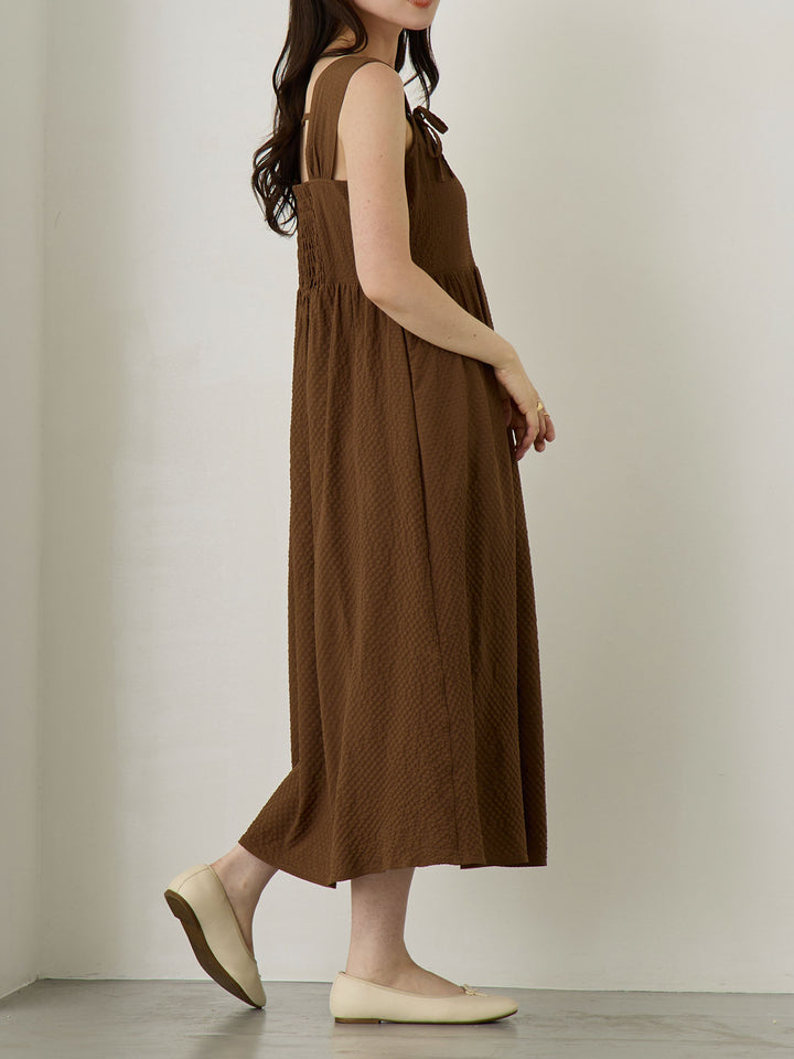 リボン付きジャンパースカート Brown