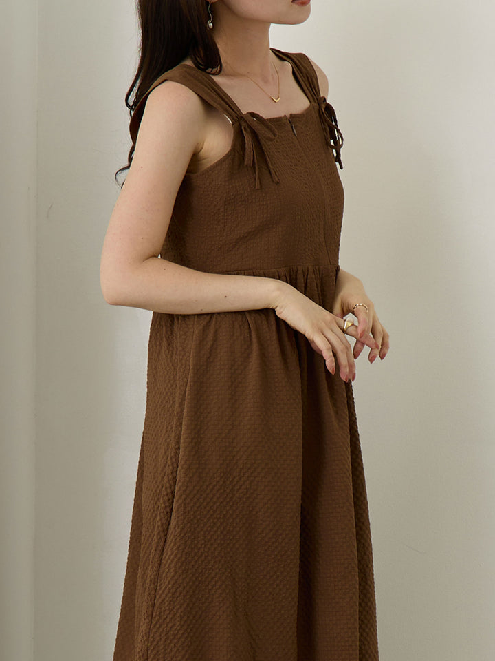 リボン付きジャンパースカート Brown