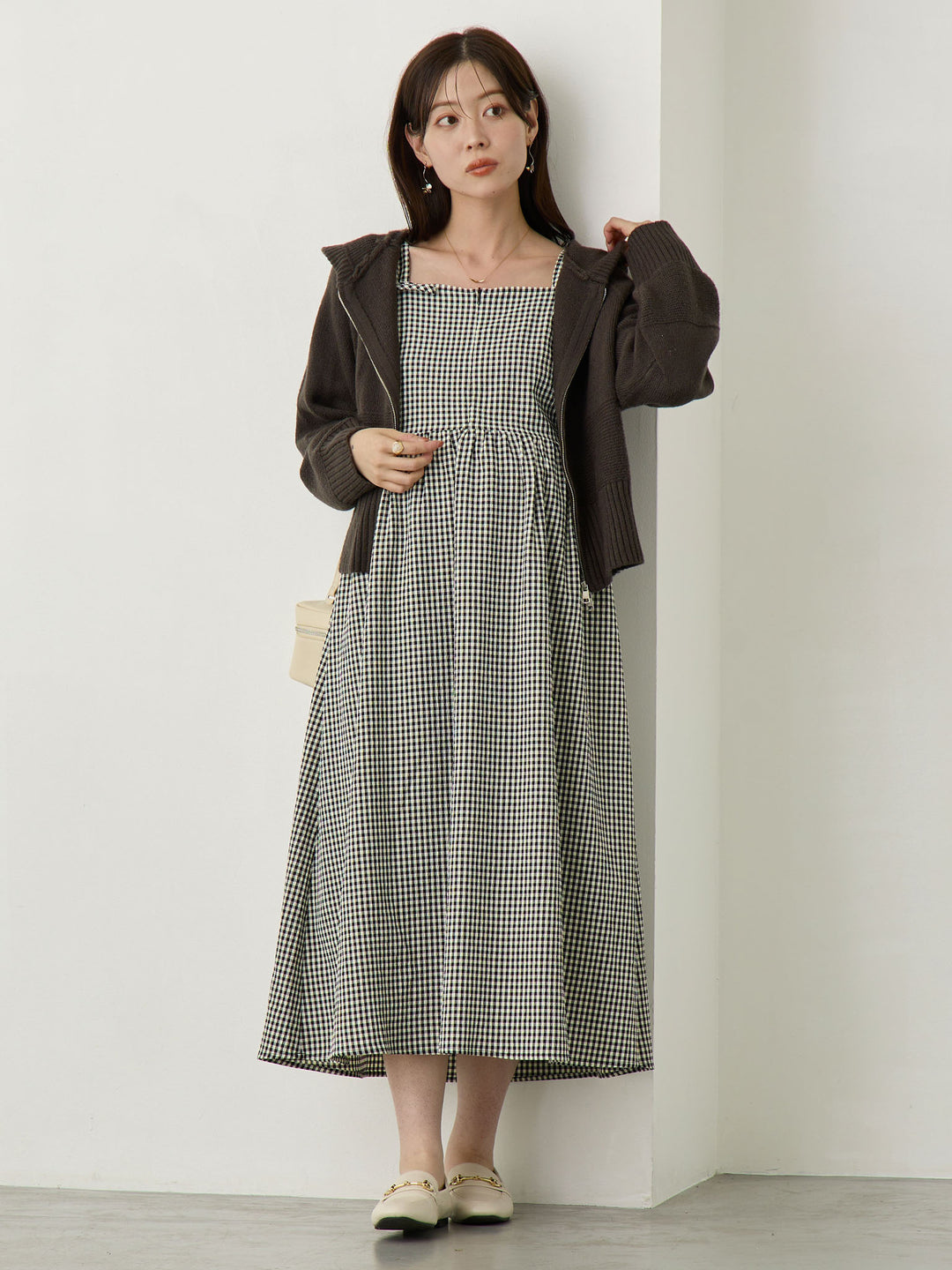リボン付きジャンパースカート Check
