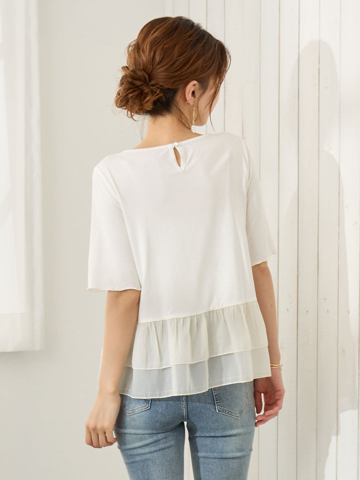 レイヤード風フリルトップス White