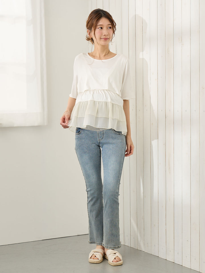 レイヤード風フリルトップス White