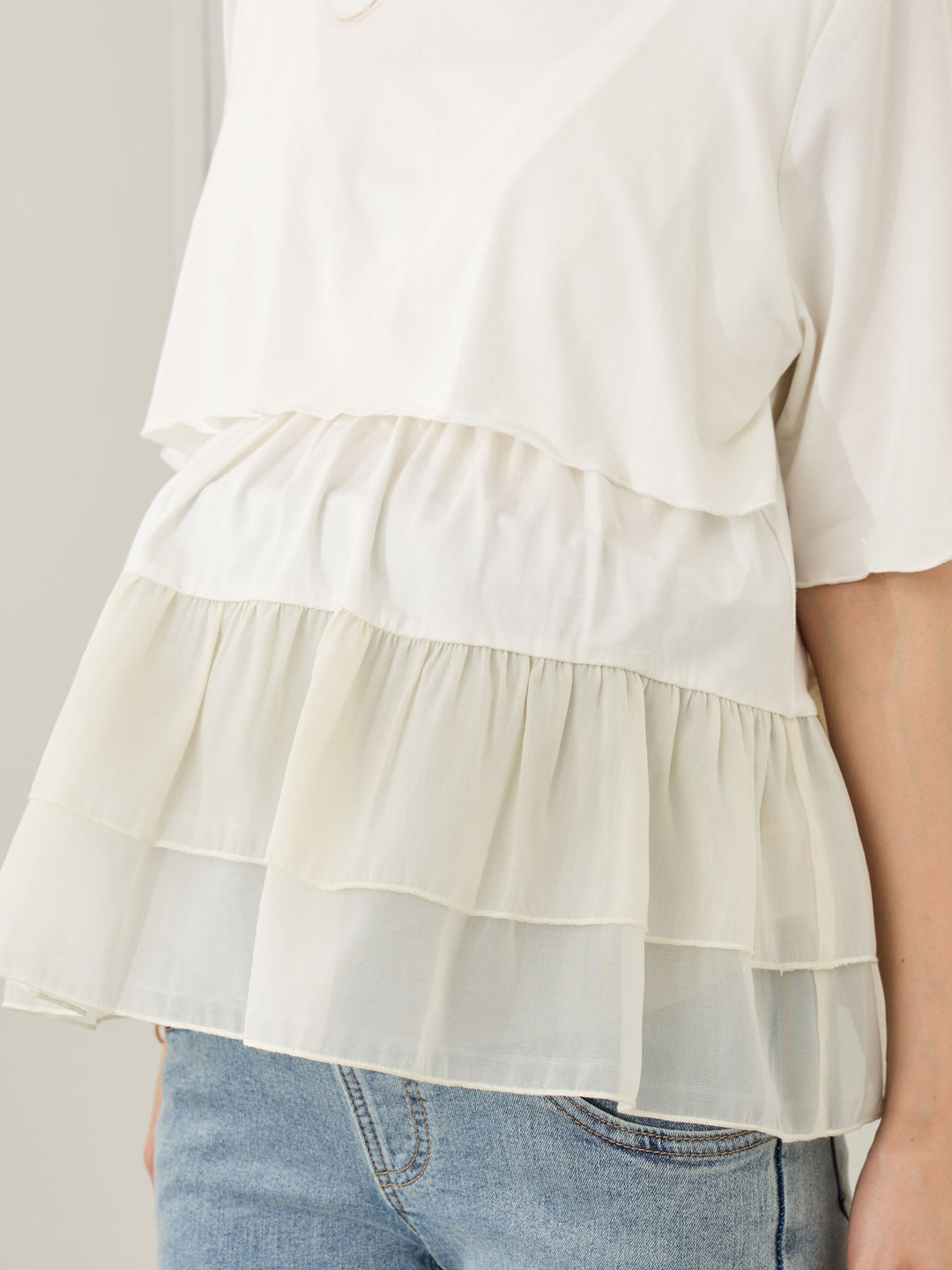 レイヤード風フリルトップス Pale pink