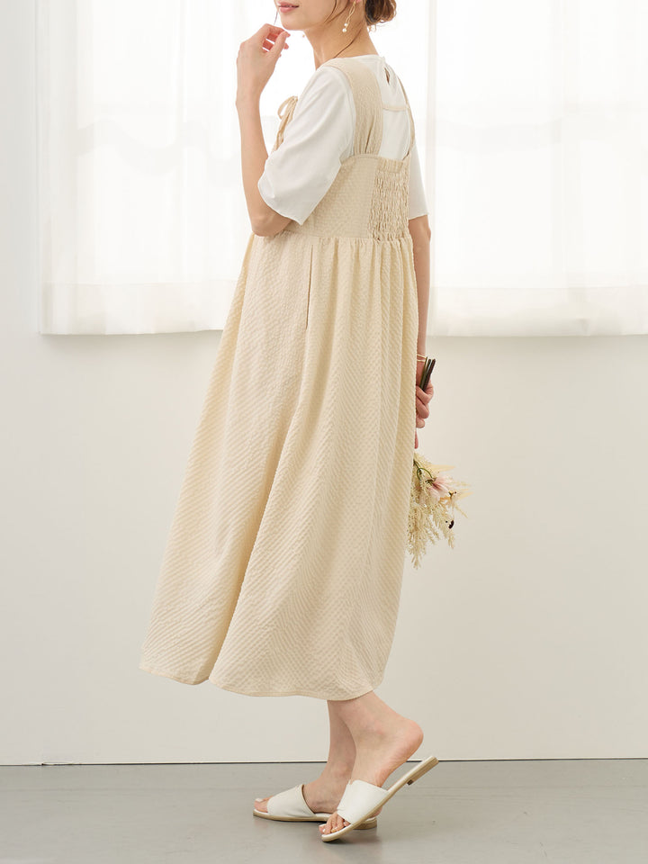 リボン付きジャンパースカート Ivory