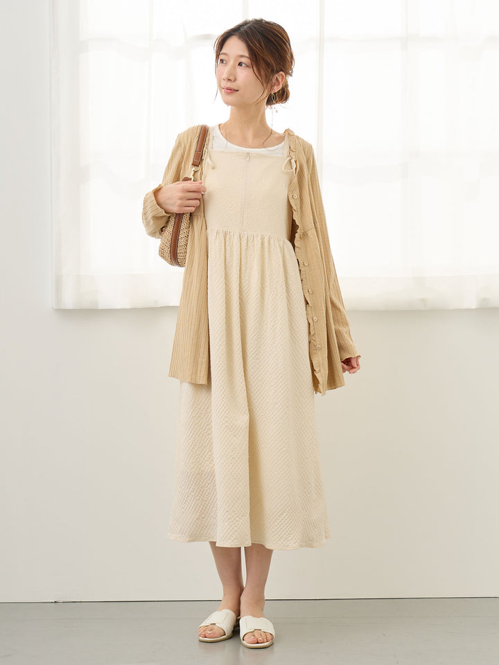 リボン付きジャンパースカート Ivory