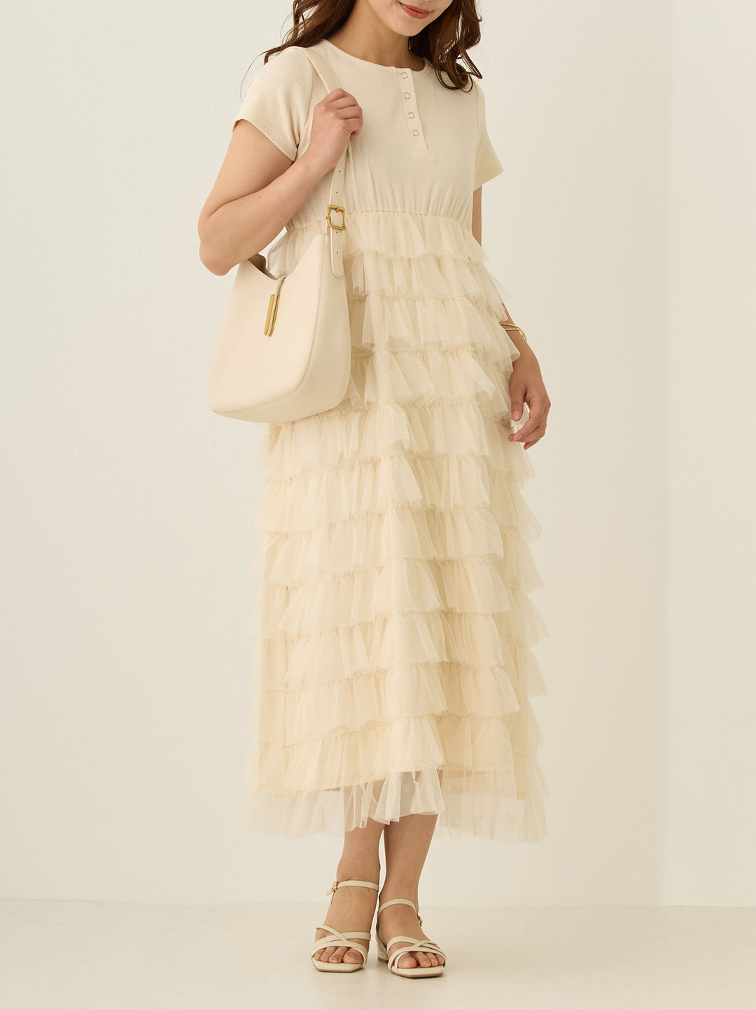 チュールティアードワンピース Ivory