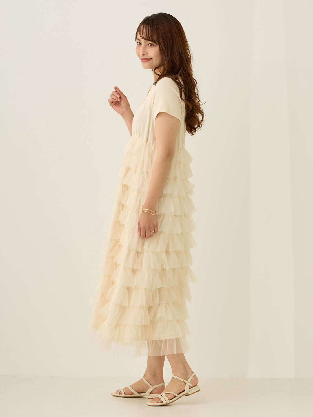 チュールティアードワンピース Ivory