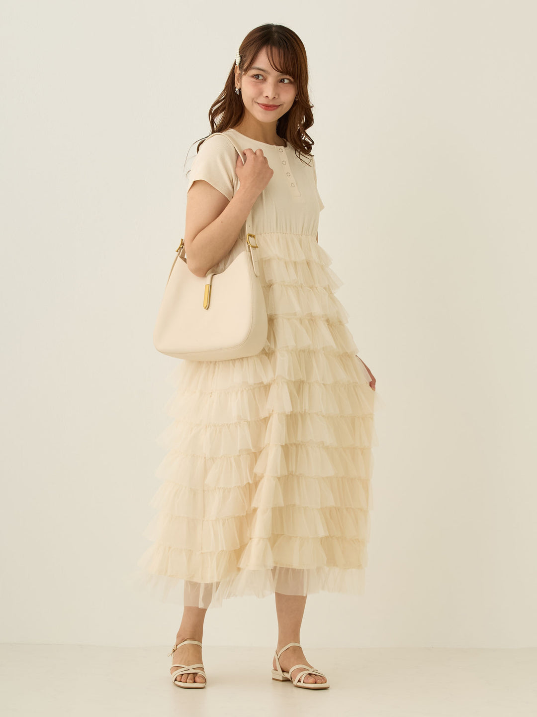 チュールティアードワンピース Ivory