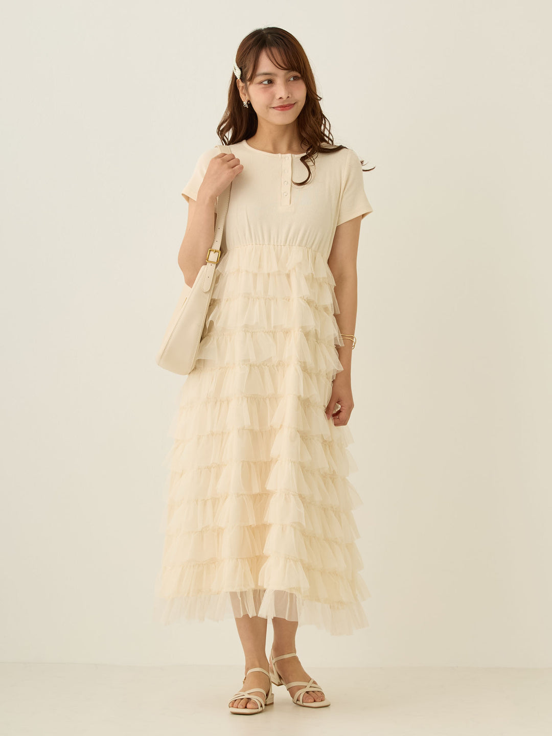 チュールティアードワンピース Ivory