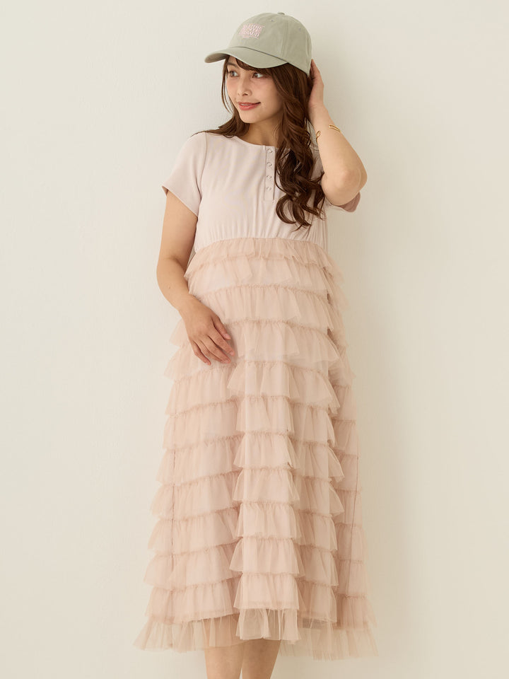 チュールティアードワンピース Pink