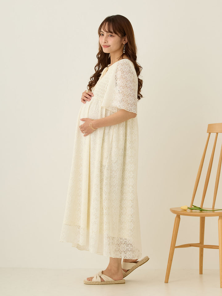 2wayシャーリングレースワンピース Ivory