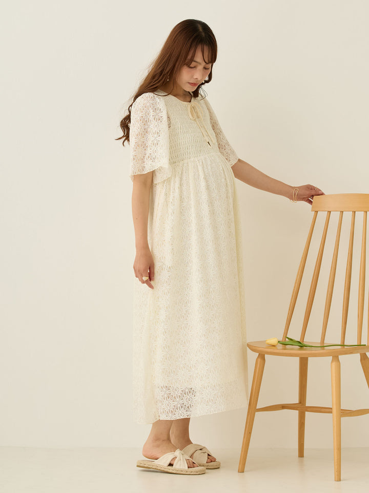 2wayシャーリングレースワンピース Ivory