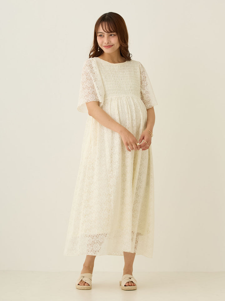 2wayシャーリングレースワンピース Ivory