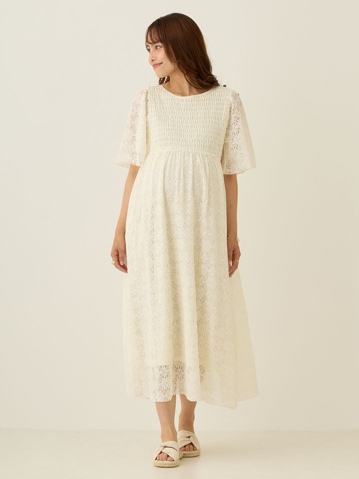 2wayシャーリングレースワンピース Ivory