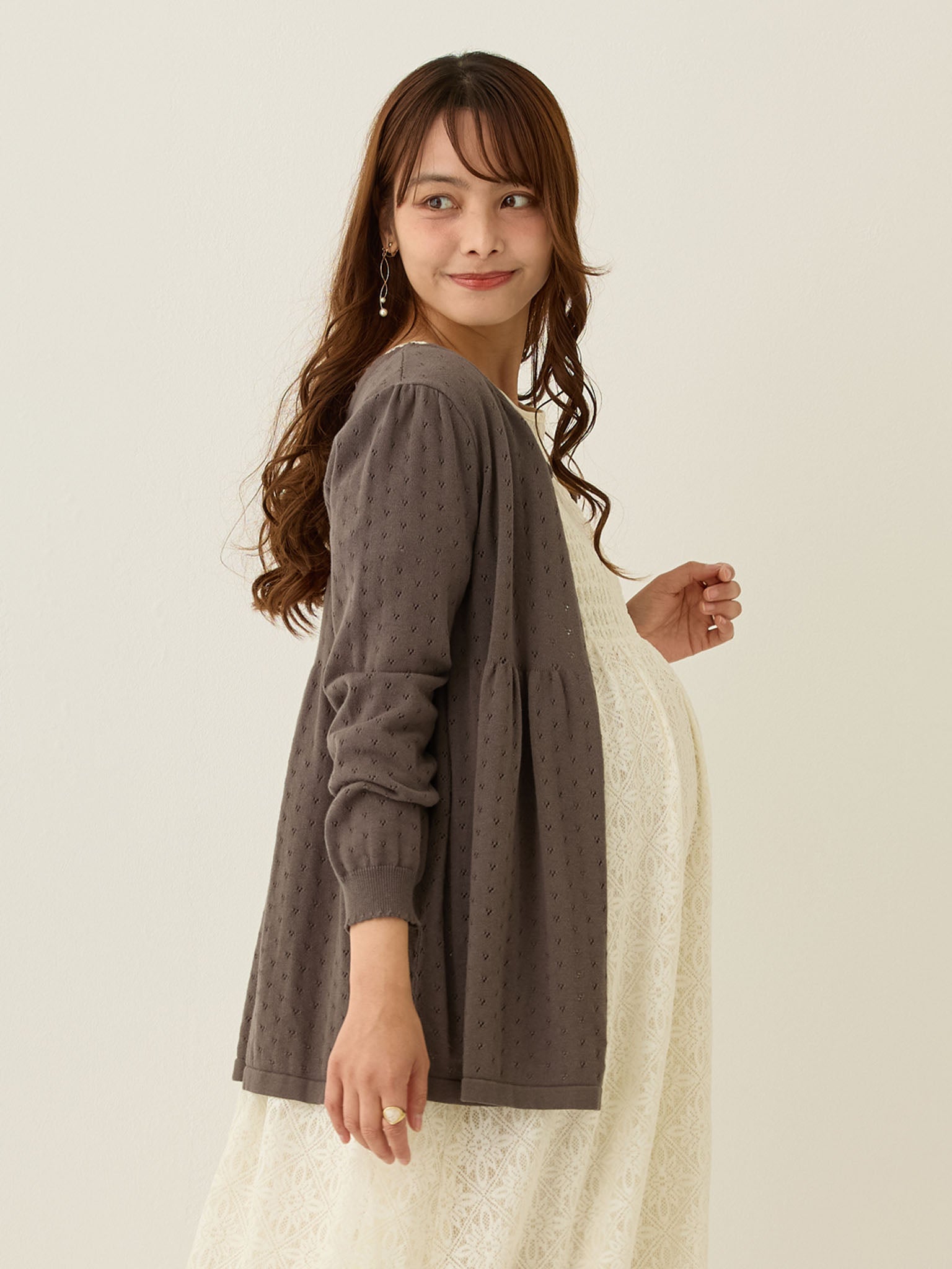 2wayアイレットカーディガン Charcoal – honono for mom&baby