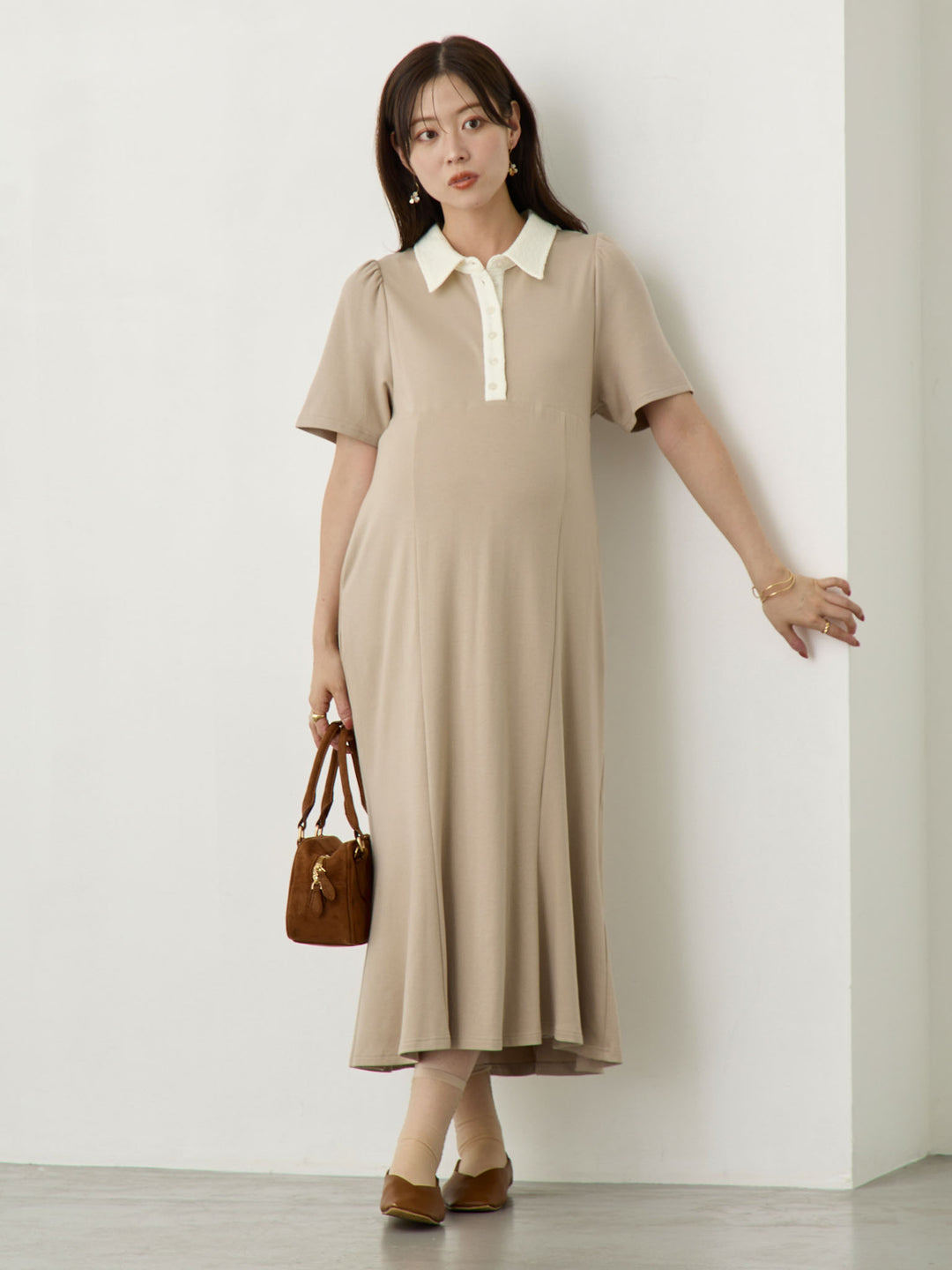 レースポロマーメイドワンピース Beige