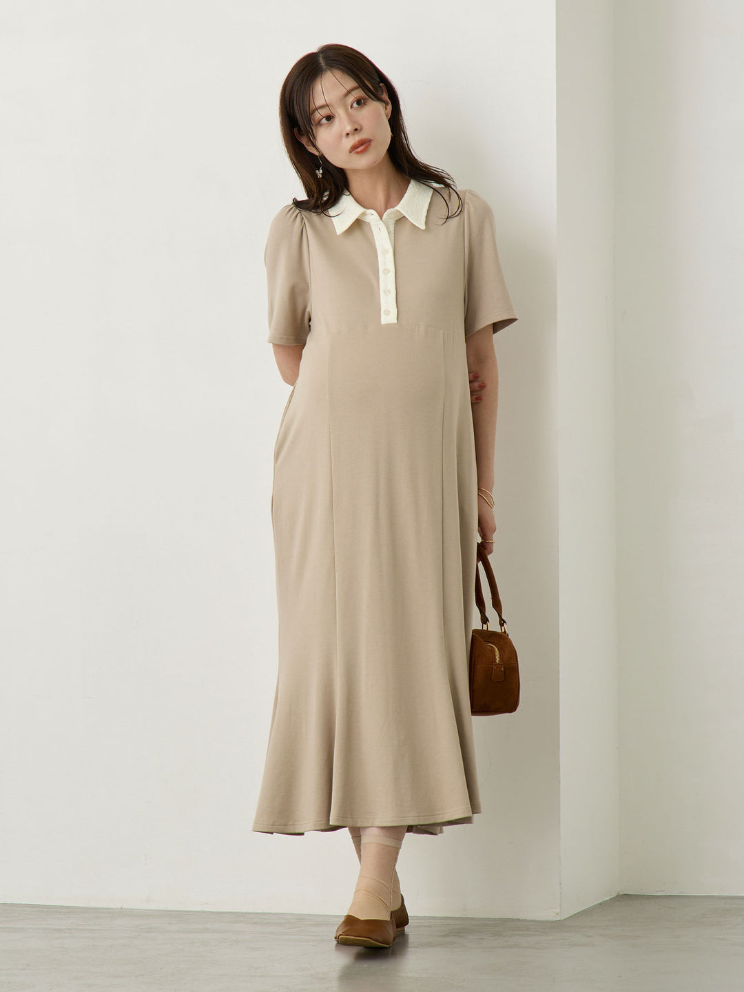 レースポロマーメイドワンピース Beige