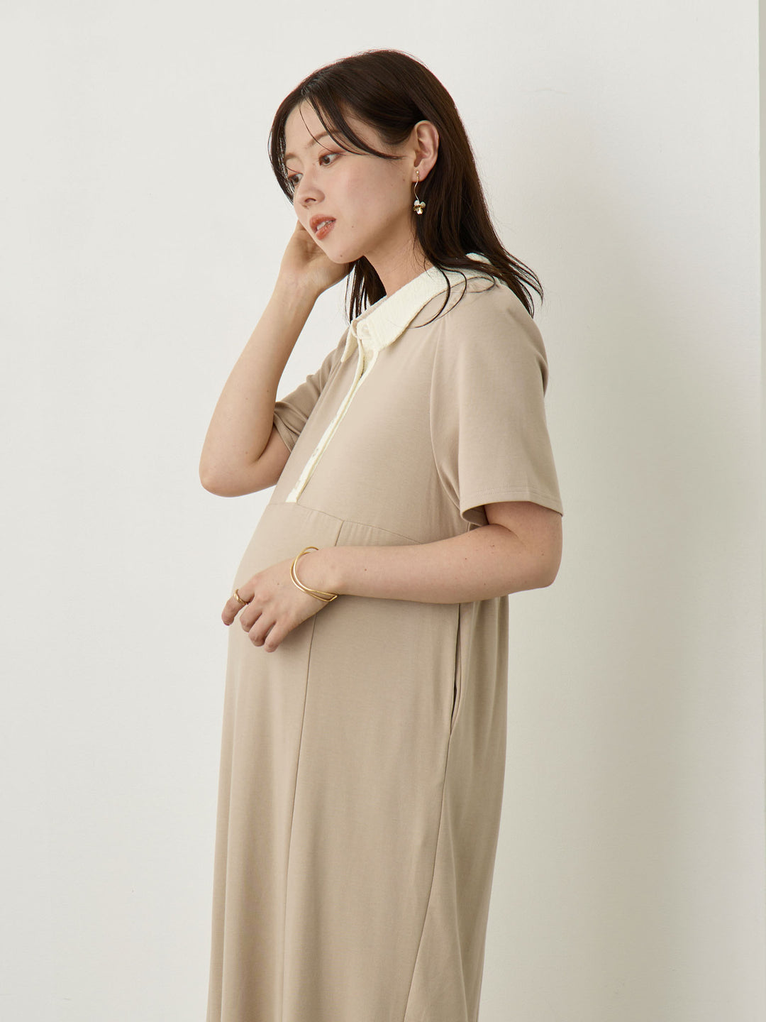 レースポロマーメイドワンピース Beige